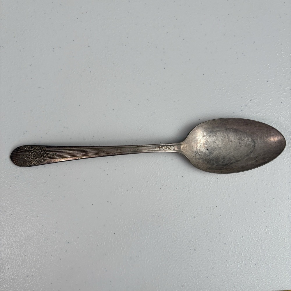 Antique 1935 Marigold Silver Mist Single Dinner Spoon Wm Rogers Mfg Co Rogers 6"